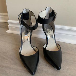 Black Pointy Toe Michael Kors Heels w/ Ankle Strap